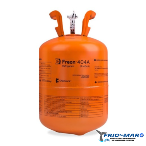 Gas Refrigerante R404 por 10,900 kilos. Marca: Chemours